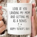 Bristow Funny Gift For Stepdad Look At You Landing My Mom And Getting Me As A Bonus Mug Coffee Fathers Day To Dad Happy