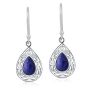 Luxurious Lapis Lazuli 925 Sterling Silver Women's Halo Dangle Earrings