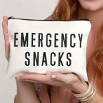 Funny Emergency Snacks Print Zipper Pouch Zipper Versatile Storage Bag Portable Makeup Bag