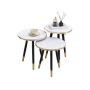 3 Piece White Marble Nesting Side Table Set With Metal Legs