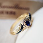 1PC Fashion Golden Alloy Ring Inlaid Cubic Zirconia Decorative Ring Suitable For Men Daily Wear