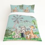 Kids Duvet Set Safari Farmhouse Duck Egg