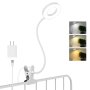 Desk Clip On Lamp For Reading Home Office With 5V 2A Adapter 10 Dimmable Brightness 3 Modes Clamp Reading Light For Bed Headboard Craft White