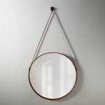Loop Leather Framed Mirror-bourbon