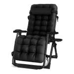 Toxiya Foldable Deck Chair Recliner Lounger Chair With Detachable Cushion - Black