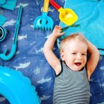 Wipeable Fold Up Beach Blanket - Sharks By