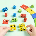Fun Wooden Magic Cube Puzzle For Kids - Face-changing Battle Game With Building Blocks Ideal For Family Fun & Early Learning Age