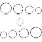 Stainless Steel Cartilage Earrings Septum Clicker Nose Lip Ring Endless Hoop Earrings Classic Simple Style Body Piercing For Ear