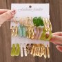 15 Pairs Set Of Delicate Hoop Earrings Zinc Alloy Resin Jewelry With Imitation Pearl Design Vintage Elegant Style Female Gift