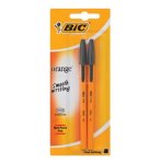 BIC Black Orange Grip Ballpoint Pen 2 Pack