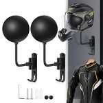 Motorcycle Helmet Rack Wall Mount - 180 Rotation Metal Bike Helmet Holder - 2 Hooks - Black 2 Pcs
