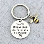Stainless Steel Keychain "you'll Always Bee My Favorite Teacher" Women's Keyring With Bee Charm Perfect For Teacher Appreciation