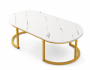 Modern Oval Marble-effect Coffee Table With Gold Metal Frame