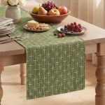 Artoid Mode Olive Green Cross-star Textured Table Runner Seasonal Waterproof Rustic Kitchen Dining Table Decoration For Home Par