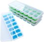 Pop-out Silicone Ice Cube Tray With Pp Lid - 4 Pack - Blue / Green