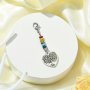 1pc Alloy Tree Of Life Pendant Decoration With Stone Bead And Zinc Alloy Lobster Claw Clasp Versatile Special Jewelry Accessories