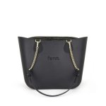 Fenn Original Collection Black Pattern 57 Inner Gold Zip Black Gold Chain Handl - Ys Travel Bags