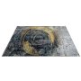 Abstract Swirl Area Rug Grey & Gold Circular Pattern 2X3M