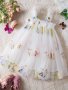 Flower Girl Embroidery Princess Dress Sweet Puffy Mesh Sleeveless Suspender Dress Birthday Gift