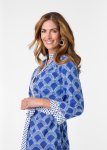 Mandarin Tunic Dress With Half Circle Print In Blue - XXL Navy
