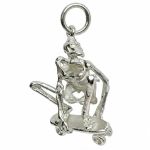 925 Sterling Silver Skeleton Skateboard Pendant