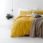 Living Duvet Cover Set With 2 Pillow Cases Double Yellow