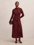 Irina Petite Long Sleeve Tie Knit Dress - 16 Tawny Port
