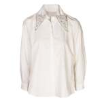 Pearl Diamante Embellished Collar Shirt - White Free