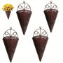 2/4PCS Creative Simulation Hanging Vase Flower Basket Triangle Wall Art Rattan Woven Wall Hanging Flower Device Indoor Decoration Hanging Basket Flower Pot Holder