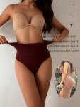 1PC Solid High Waist Shaping Thong Tummy Control Compression Panties To Lift & Shape Buttocks Women's Underwear & Shapewear