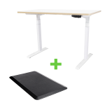Tekdesk V2.0 White Frame Height Adjustable Electronic Standing Desk Plus Anti-fatigue Mat COMBO - Tekdesk V2.0 White Frame - Mat