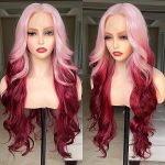 Fab Lle Fablle Pink Lace Front Wig - 30 Inch Glueless Body Wave Synthetic Wig With Baby Hair Gradient Pink Color