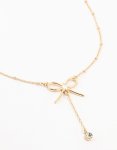 Goldair Gold Diamante Ball & Chain Bow Drop Necklace