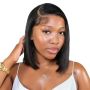 10INCH Peruvian Hair Glueless Lace Front Short Straight Bob Wig