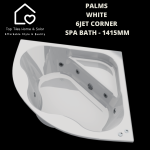 Palms White 6JET Corner Spa Massage Bath - 1415MM
