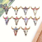 10PCS Elegant Bull Head Charms 21X22MM Enamel Alloy Pendants For Diy Jewelry Making - Perfect For Bracelets & Necklaces
