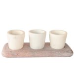Pinch Pots White Marble Set With Pink Tray