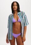 Cotton On The Essential Short Sleeve Beach Shirt - Tropical Iris deep Green Open Mesh