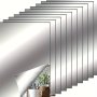10 PCS 3D Acrylic Mirror Wall Decals: Self-Adhesive Flexible Non-Glass Mirrors For Home Decor - Silver/Black