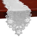 Simhomsen Embroidered Silver Snowflakes Table Runners For Christmas Holiday And Winter Silver 14 34 Inches