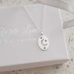 Mina 925 Sterling Silver Moon And Stars Necklace 9X13MM On 45CM Chain
