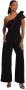 - Women Petite Black One Shoulder Bow Palazzo Jumpsuit