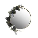Metal Wall Mirror Ornament Black Gold & White