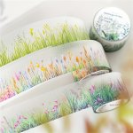 Vintage Botanical Washi Tape Waterproof Pet Adhesive For Scrapbooking & Crafting 1PC Fabric Tape For Scrapbooking Scrapbook Wash