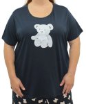 Ladies Printed Teddy Pj Top - 6XL Navy