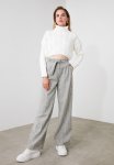 Pleated Wide Leg Trousers - Grey