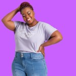 Donnay Plus Size Novelty Serving Thighs Lilac Purple Top