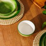 Printed Glazed Soup Bowl Green Mist