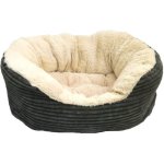 Plush Rosewood Grey Jumbo Cord Oval Bed - Small Waggs Online Pet Shop