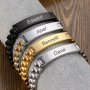 Customized Name Engraved Bar Bracelet For Women Men Personalized Pendant Chain Stainless Steel Hand Jewelry Gift